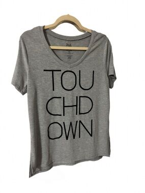 State of Mind Gray V-Neck Graphic Tee with Black Text
